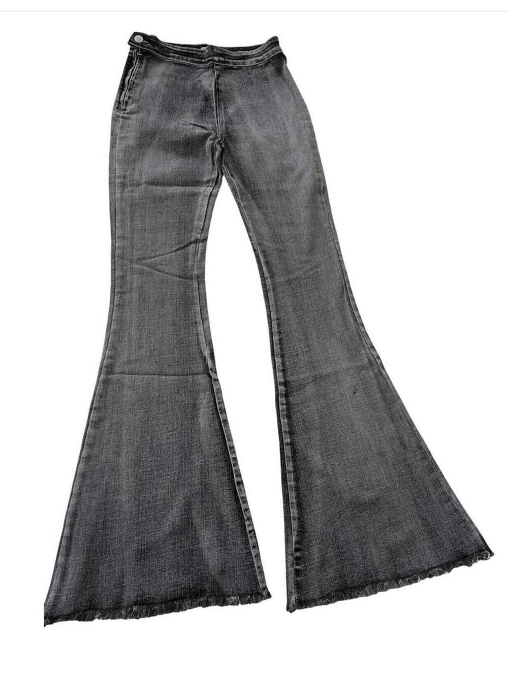 POL Black High Rise Bootcut Bell Bottom Jeans 25x32 NWT Boho Western Raw Hem A20